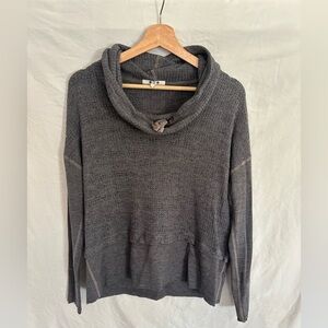 Three Dots Carbon Gray Boxy Turtle Neck Cowl Long Sleeve Sweater Small